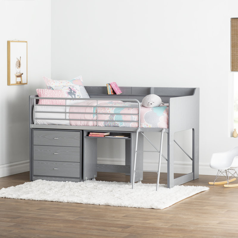 Mack & Milo Alcester Twin Low Loft Bed With Desk and Storage & Reviews